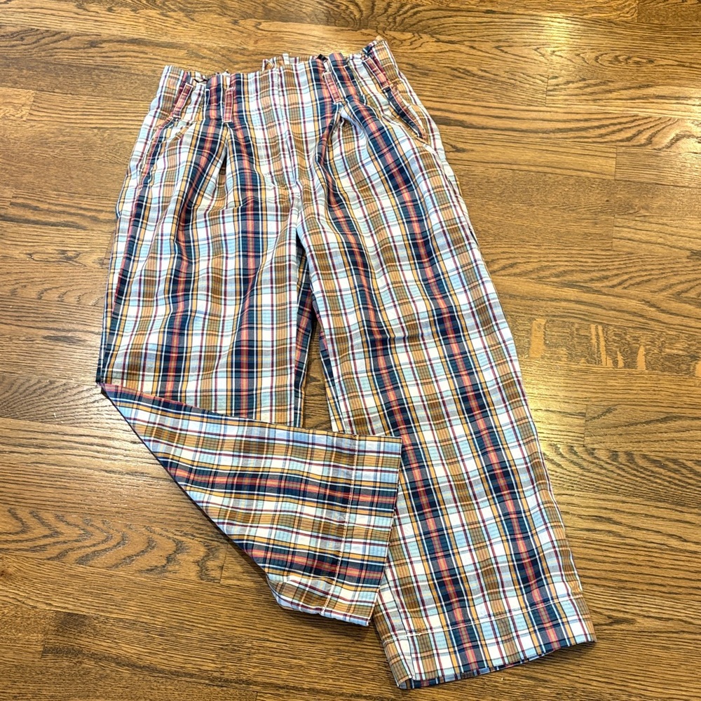 J. Crew madras Multicolor Plaid Casual Pants - Blue, Orange & Cream, 00